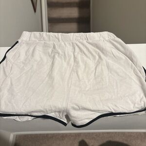 SHEIN White Athletic Shorts with Black Trim